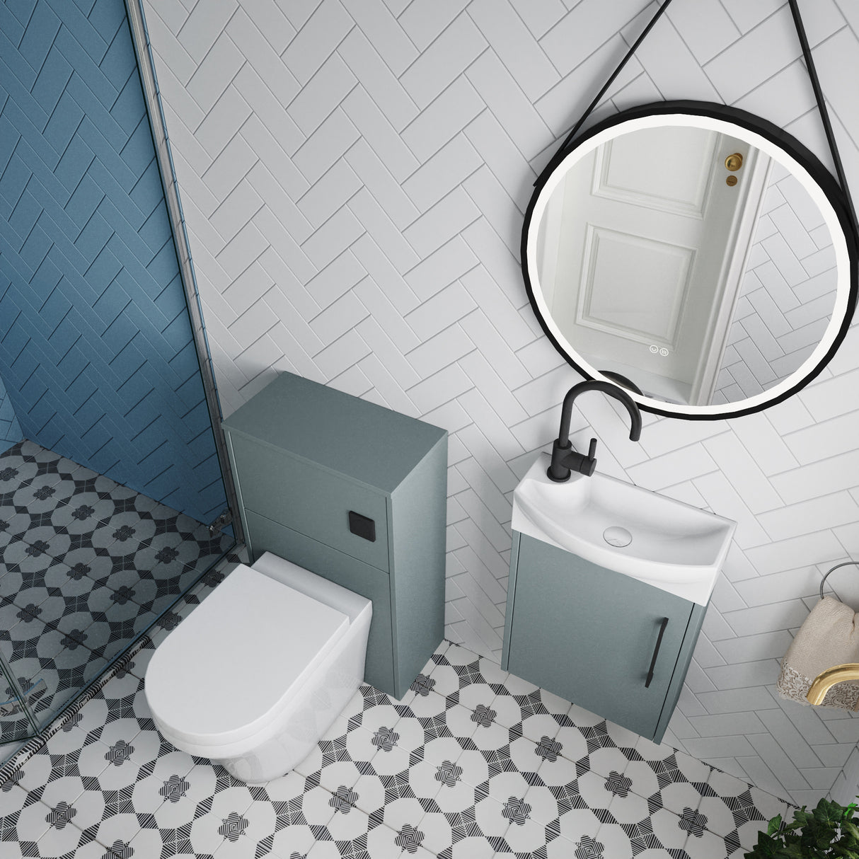 Power Wall Hung Cloakroom Bundle - Vanity, WC Unit, Toilet & Tap