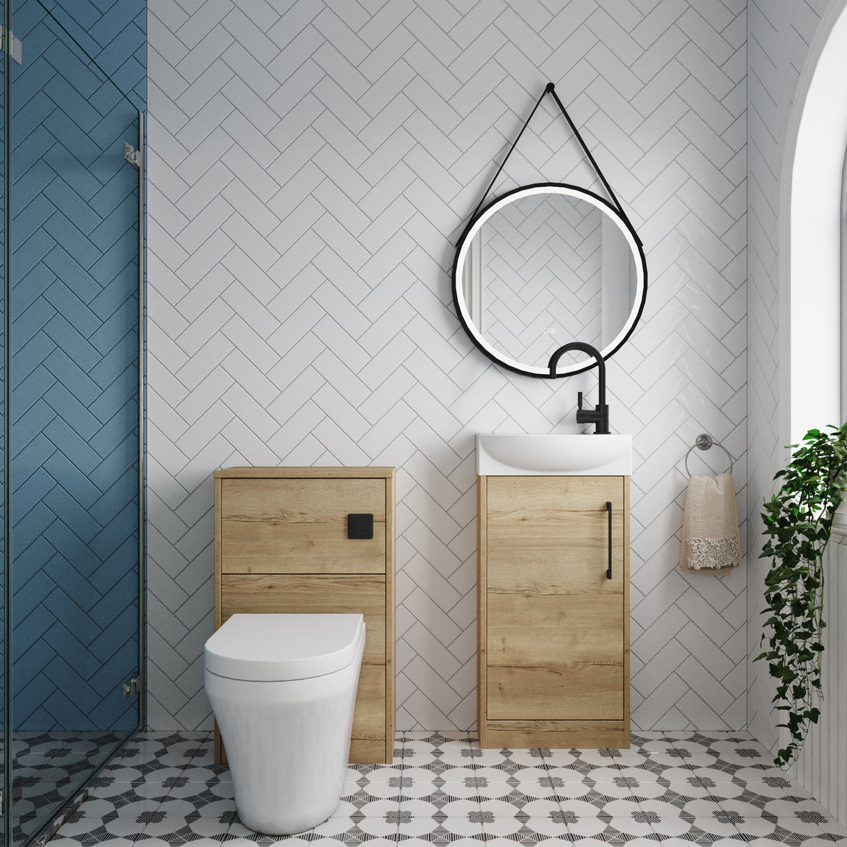 Power Floor Standing Cloakroom Bundle - Vanity, WC Unit, Toilet & Tap