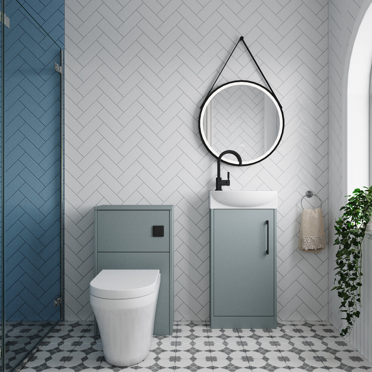 Power Floor Standing Cloakroom Bundle - Vanity, WC Unit, Toilet & Tap