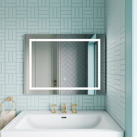 Rectangular Landscape LED Illuminated Touch Sensor Mirror with Demister, 800mm x 500mm