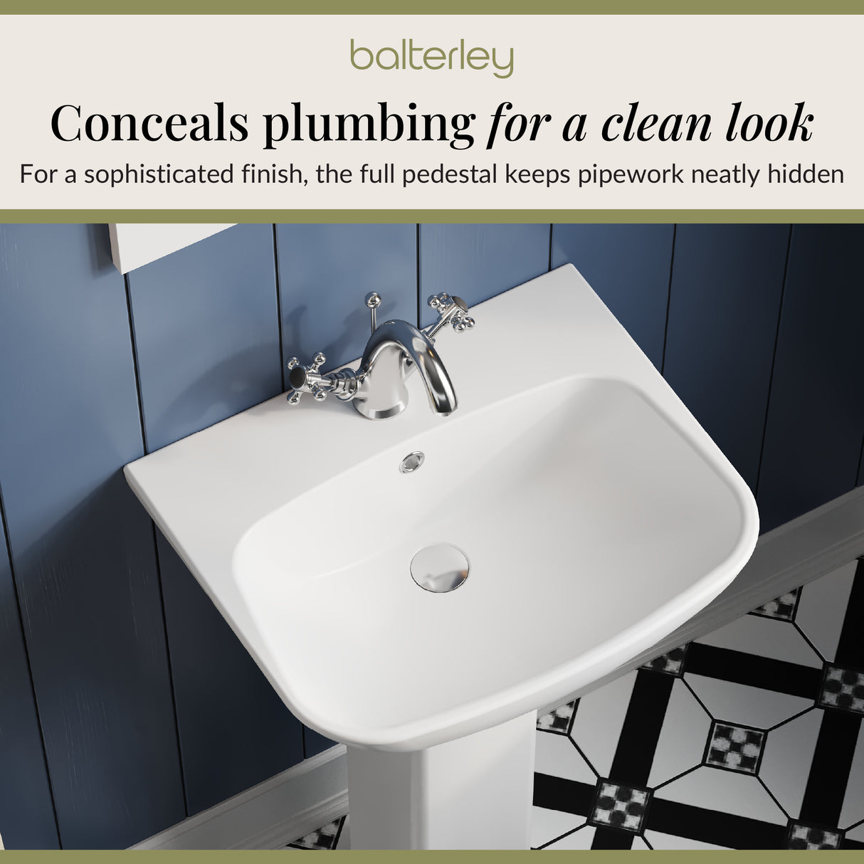 Sleek Modern White 545mm Round Bathroom Basin & Pedestal