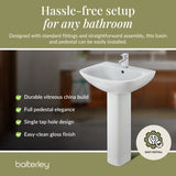 Sleek Modern White 545mm Round Bathroom Basin & Pedestal