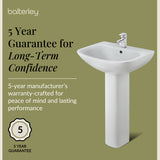 Sleek Modern White 545mm Round Bathroom Basin & Pedestal