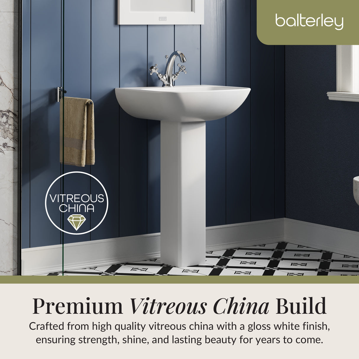 Sleek Modern White 545mm Round Bathroom Basin & Pedestal