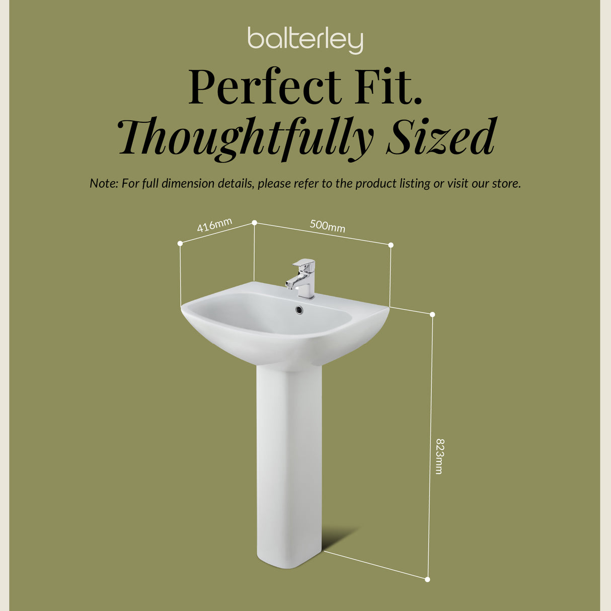 Sleek Modern White 545mm Round Bathroom Basin & Pedestal
