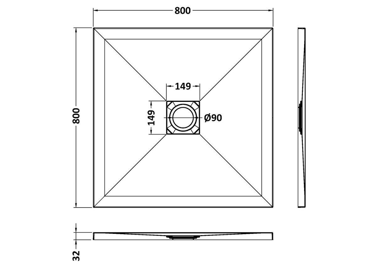 Premium Slimline Square Shower Tray - Choice of Size and Finish