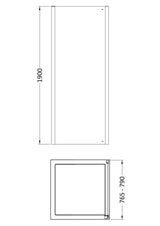 8mm Toughened Safety Glass Shower Side Panel - 1900mm Height - Choice of Size and Finish