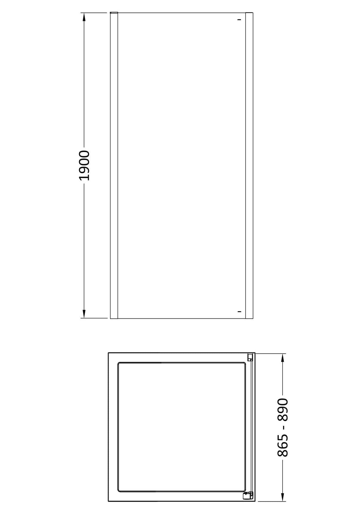 8mm Toughened Safety Glass Shower Side Panel - 1900mm Height - Choice of Size and Finish