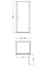 8mm Toughened Safety Glass Hinged Shower Door, Side Panel and Shower Tray - Choice of Size and Finish