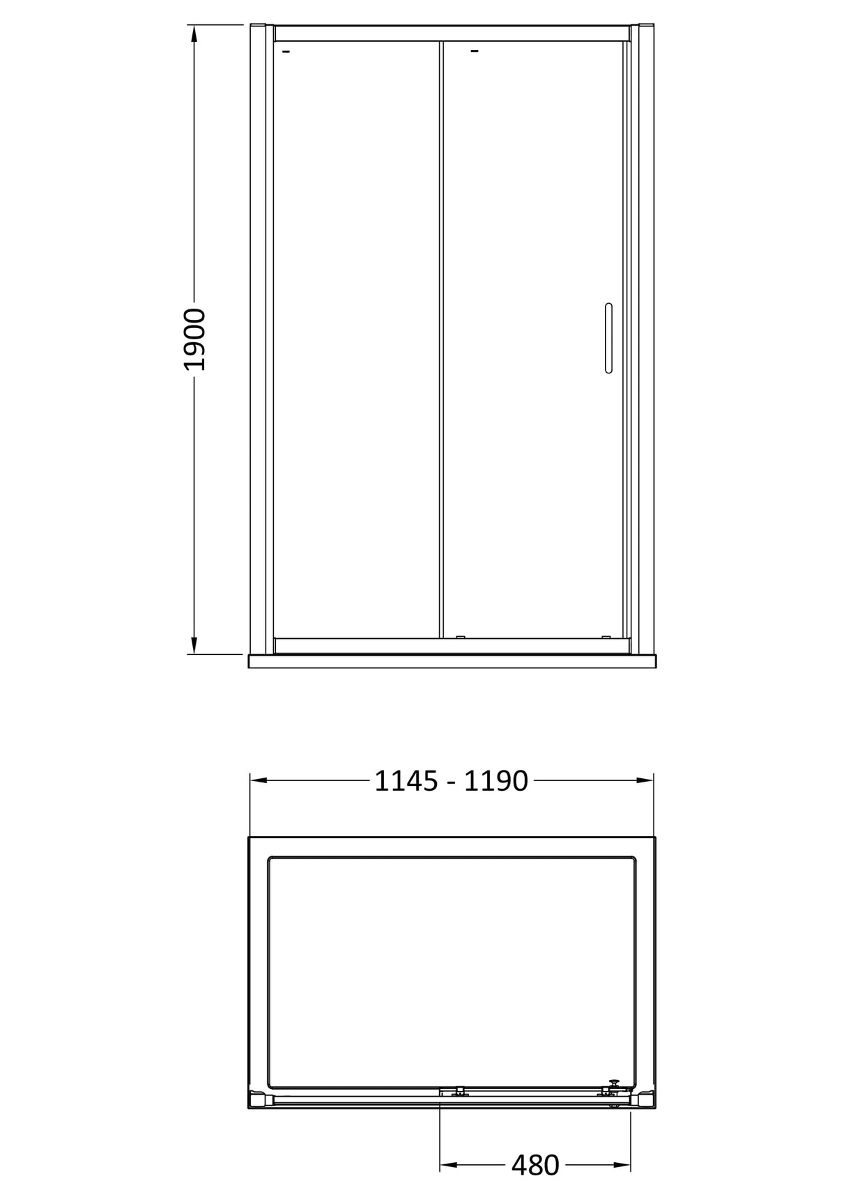 8mm Toughened Safety Glass Sliding Shower Door - 1900mm Height - Choice of Size and Finish