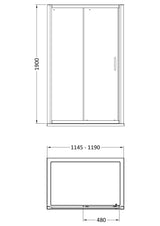 8mm Toughened Safety Glass Sliding Shower Door - 1900mm Height - Choice of Size and Finish