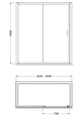 8mm Toughened Safety Glass Sliding Shower Door - 1900mm Height - Choice of Size and Finish