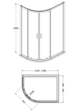 Contemporary 8mm Glass Offset Quadrant Shower Enclosure, H: 1900mm, Choice of Colour