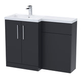 Bathroom Vanity Unit with Basin & WC Unit, Left Hand, 1100mm x 390mm - Choice of Colour