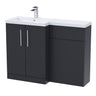 Bathroom Vanity Unit with Basin & WC Unit, Left Hand, 1100mm x 390mm - Choice of Colour