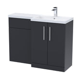 Bathroom Vanity Unit with Basin & WC, Right Hand, 1100mm x 390mm - Choice of Colour