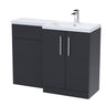 Bathroom Vanity Unit with Basin & WC, Right Hand, 1100mm x 390mm - Choice of Colour