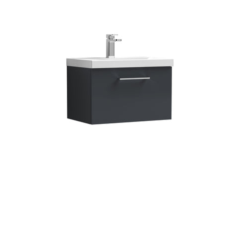 Wall Hung 1 Drawer Vanity Unit with Mid-Edge Ceramic Basin - Choice of Colour, Handle Finish and Size
