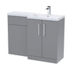 Bathroom Vanity Unit with Basin & WC, Right Hand, 1100mm x 390mm - Choice of Colour