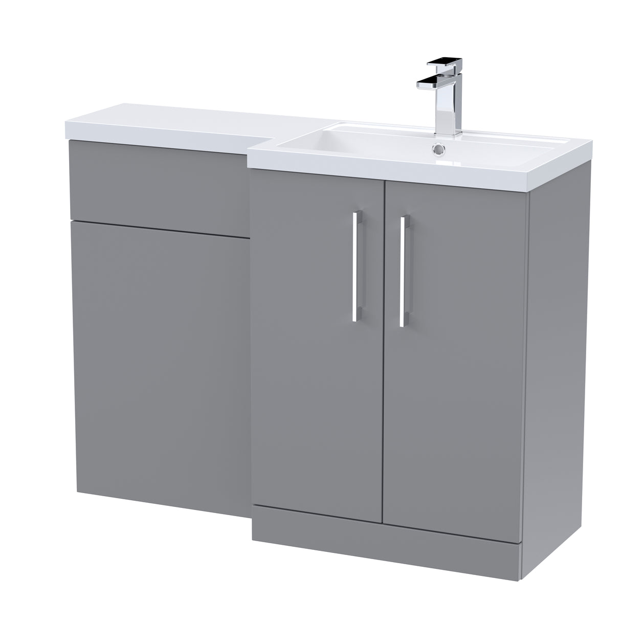 Bathroom Vanity Unit with Basin & WC, Right Hand, 1100mm x 390mm - Choice of Colour