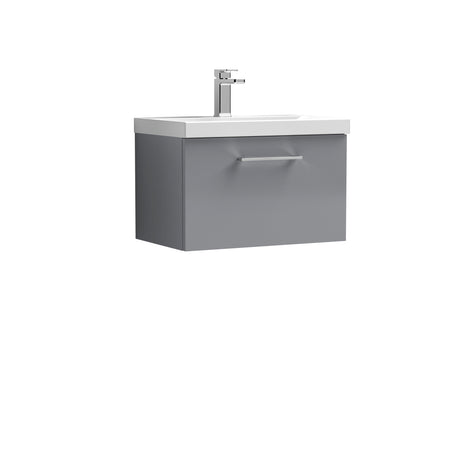 Wall Hung 1 Drawer Vanity Unit with Mid-Edge Ceramic Basin - Choice of Colour, Handle Finish and Size