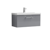 Wall Hung 1 Drawer Vanity Unit with Mid-Edge Ceramic Basin - Choice of Colour, Handle Finish and Size