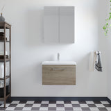 Wall Hung 1 Drawer Vanity Unit with Mid-Edge Ceramic Basin - Choice of Colour, Handle Finish and Size