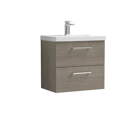Wall Hung 2 Drawer Vanity Unit with Mid-Edge Ceramic Basin - Choice of Colour, Handle Finish and Size