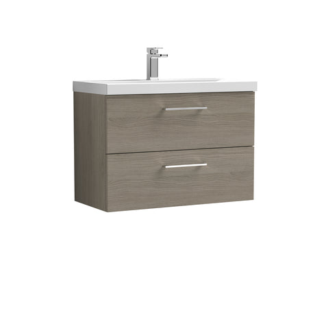 Wall Hung 2 Drawer Vanity Unit with Mid-Edge Ceramic Basin - Choice of Colour, Handle Finish and Size