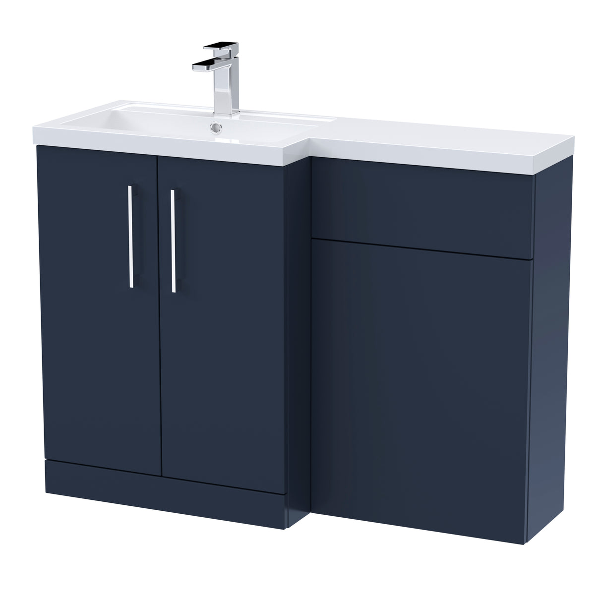 Bathroom Vanity Unit with Basin & WC Unit, Left Hand, 1100mm x 390mm - Choice of Colour