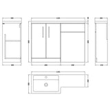 Bathroom Vanity Unit with Basin & WC Unit, Left Hand, 1100mm x 390mm - Choice of Colour