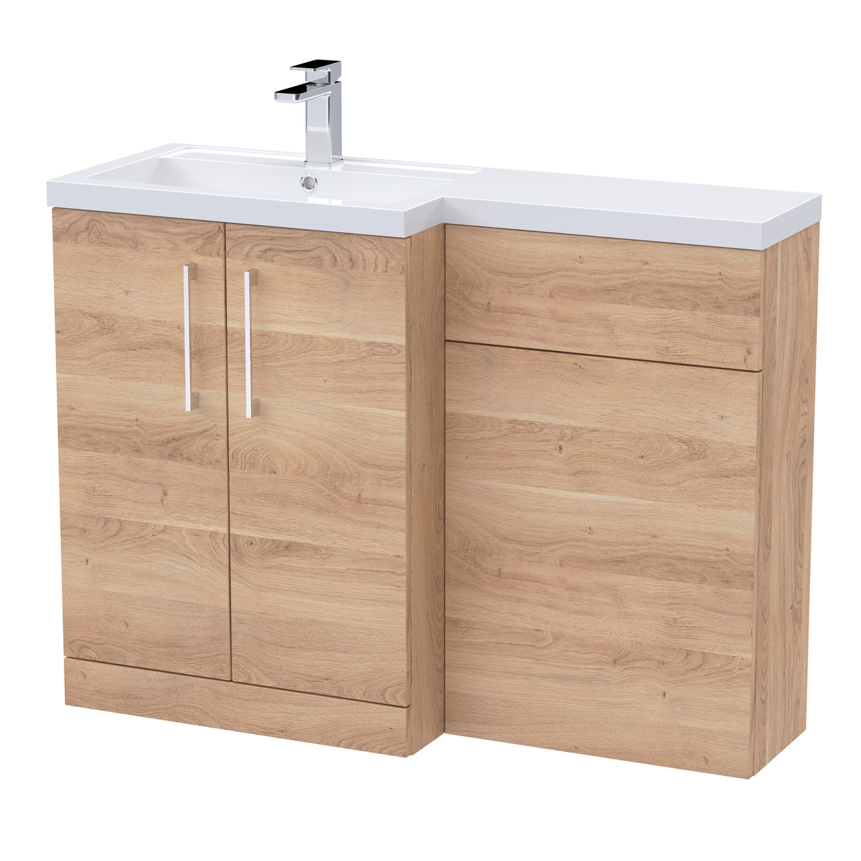 Bathroom Vanity Unit with Basin & WC Unit, Left Hand, 1100mm x 390mm - Choice of Colour
