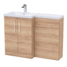 Bathroom Vanity Unit with Basin & WC Unit, Left Hand, 1100mm x 390mm - Choice of Colour