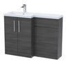 Bathroom Vanity Unit with Basin & WC Unit, Left Hand, 1100mm x 390mm - Choice of Colour