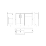 Bathroom Vanity Unit with Basin & WC Unit, Left Hand, 1100mm x 390mm - Choice of Colour