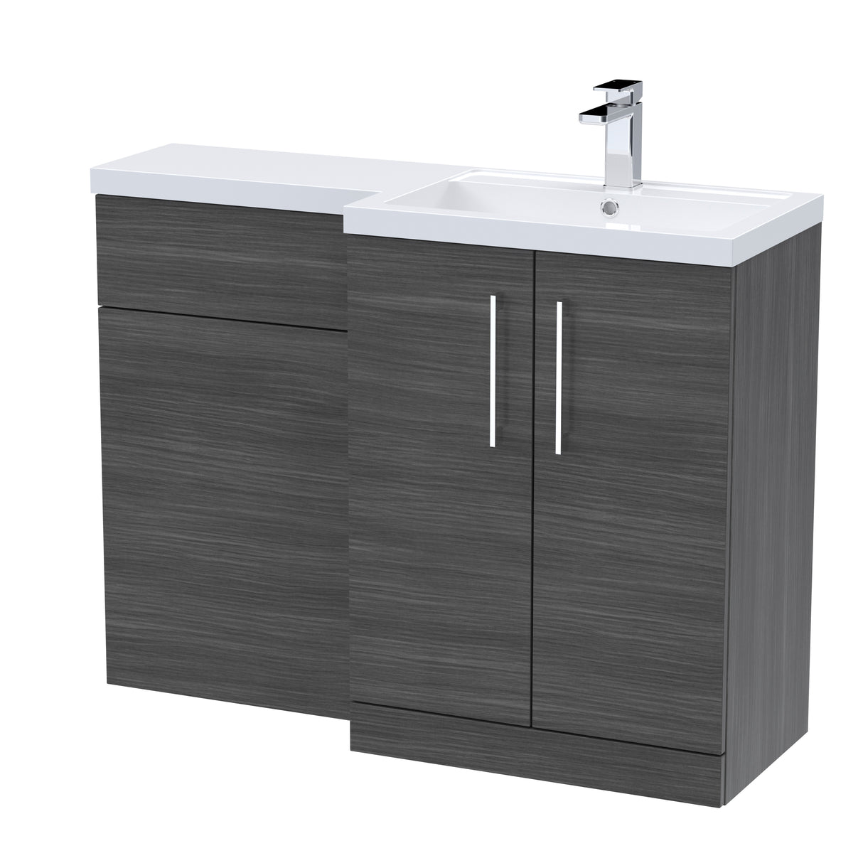 Bathroom Vanity Unit with Basin & WC, Right Hand, 1100mm x 390mm - Choice of Colour
