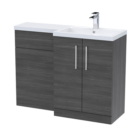 Bathroom Vanity Unit with Basin & WC, Right Hand, 1100mm x 390mm - Choice of Colour