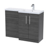 Bathroom Vanity Unit with Basin & WC, Right Hand, 1100mm x 390mm - Choice of Colour