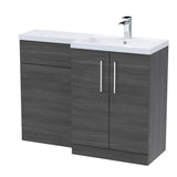Bathroom Vanity Unit with Basin & WC, Right Hand, 1100mm x 390mm - Choice of Colour
