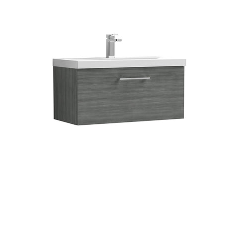 Wall Hung 1 Drawer Vanity Unit with Mid-Edge Ceramic Basin - Choice of Colour, Handle Finish and Size