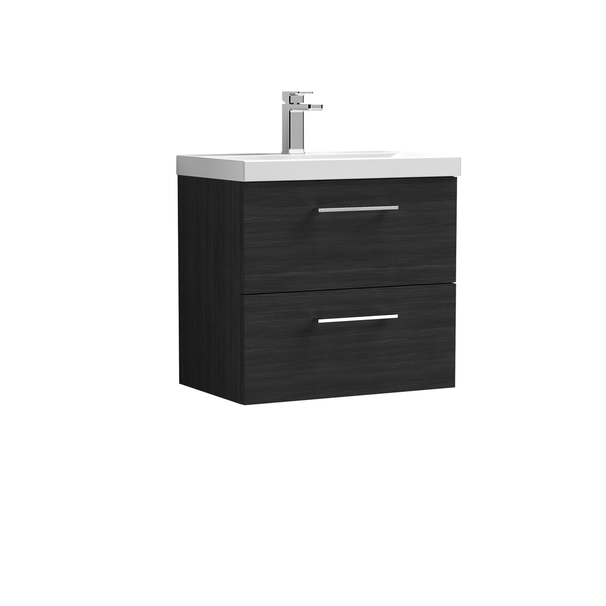 Wall Hung 2 Drawer Vanity Unit with Mid-Edge Ceramic Basin - Choice of Colour, Handle Finish and Size