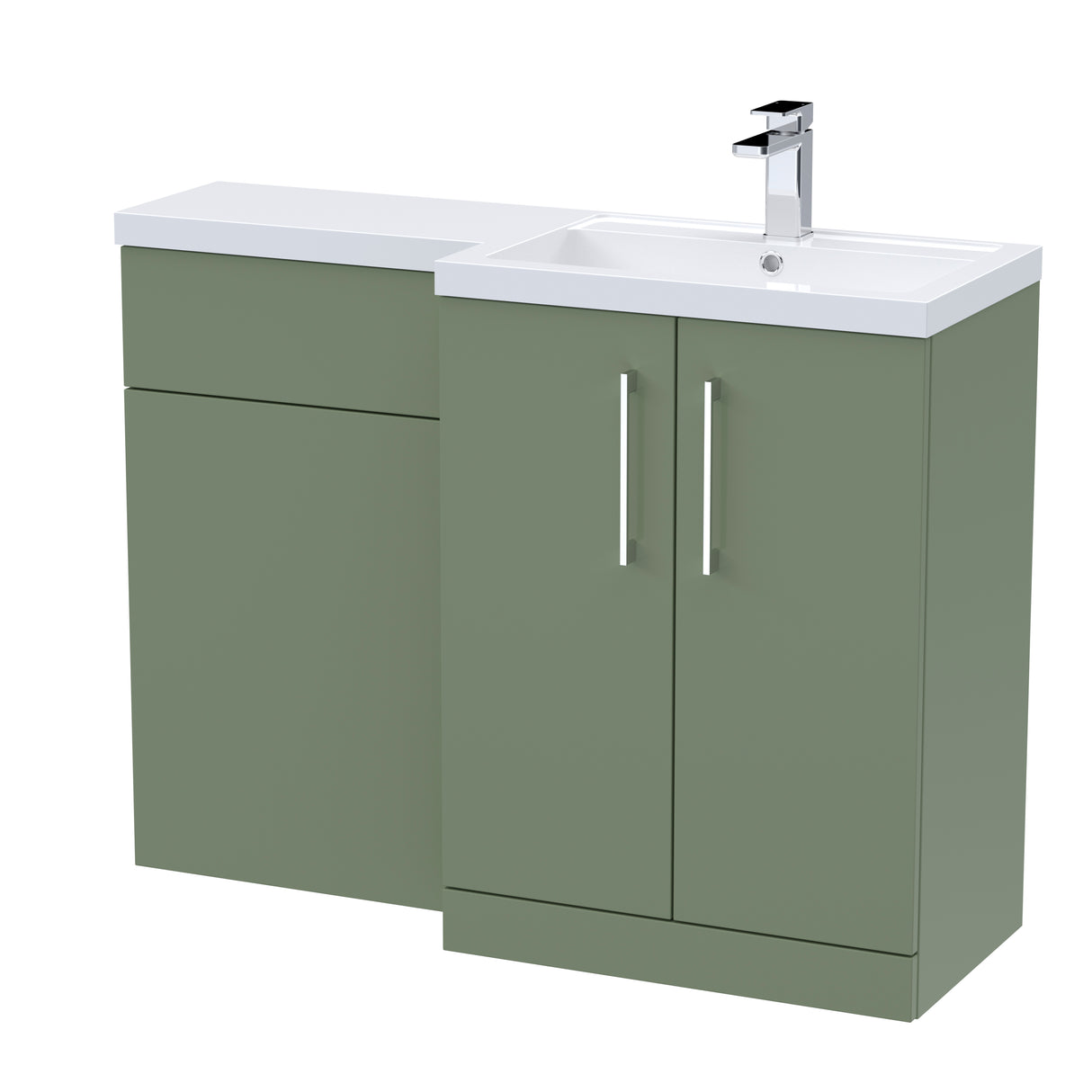Bathroom Vanity Unit with Basin & WC, Right Hand, 1100mm x 390mm - Choice of Colour