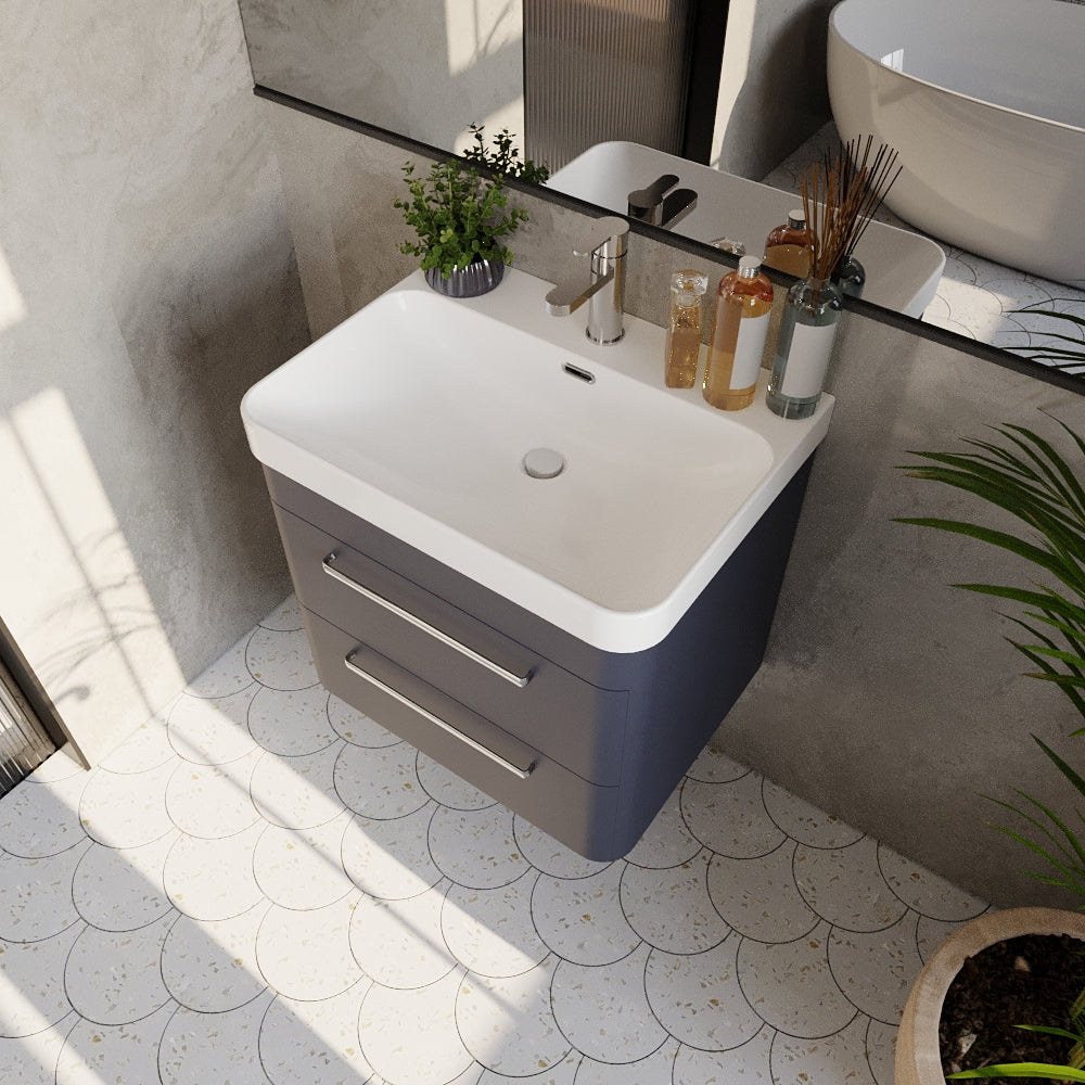 Croxden Modern Wall Hung Vanity Basin Unit with Soft Close Drawers - 600mm or 800mm