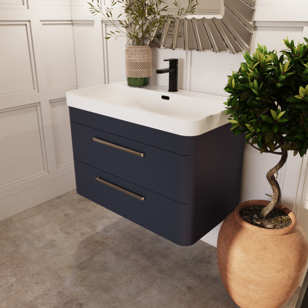 Croxden Modern Wall Hung Vanity Basin Unit with Soft Close Drawers - 600mm or 800mm
