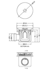 Contemporary Fast Flow Shower Tray Waste with Cover - Multiple Finishes (116x116x99mm)
