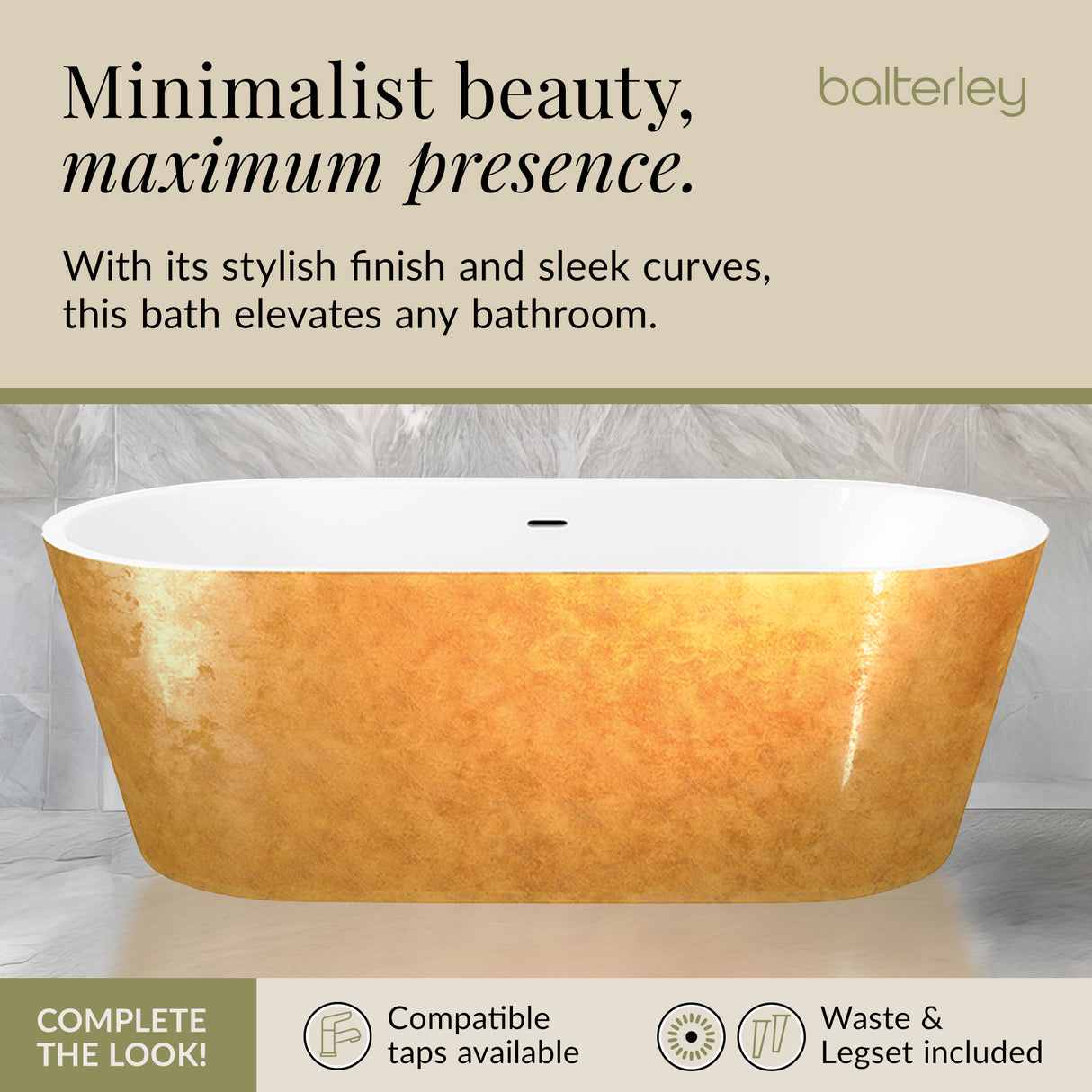 Luxury Modern Freestanding Oval Bath - Choice of Finish & Size