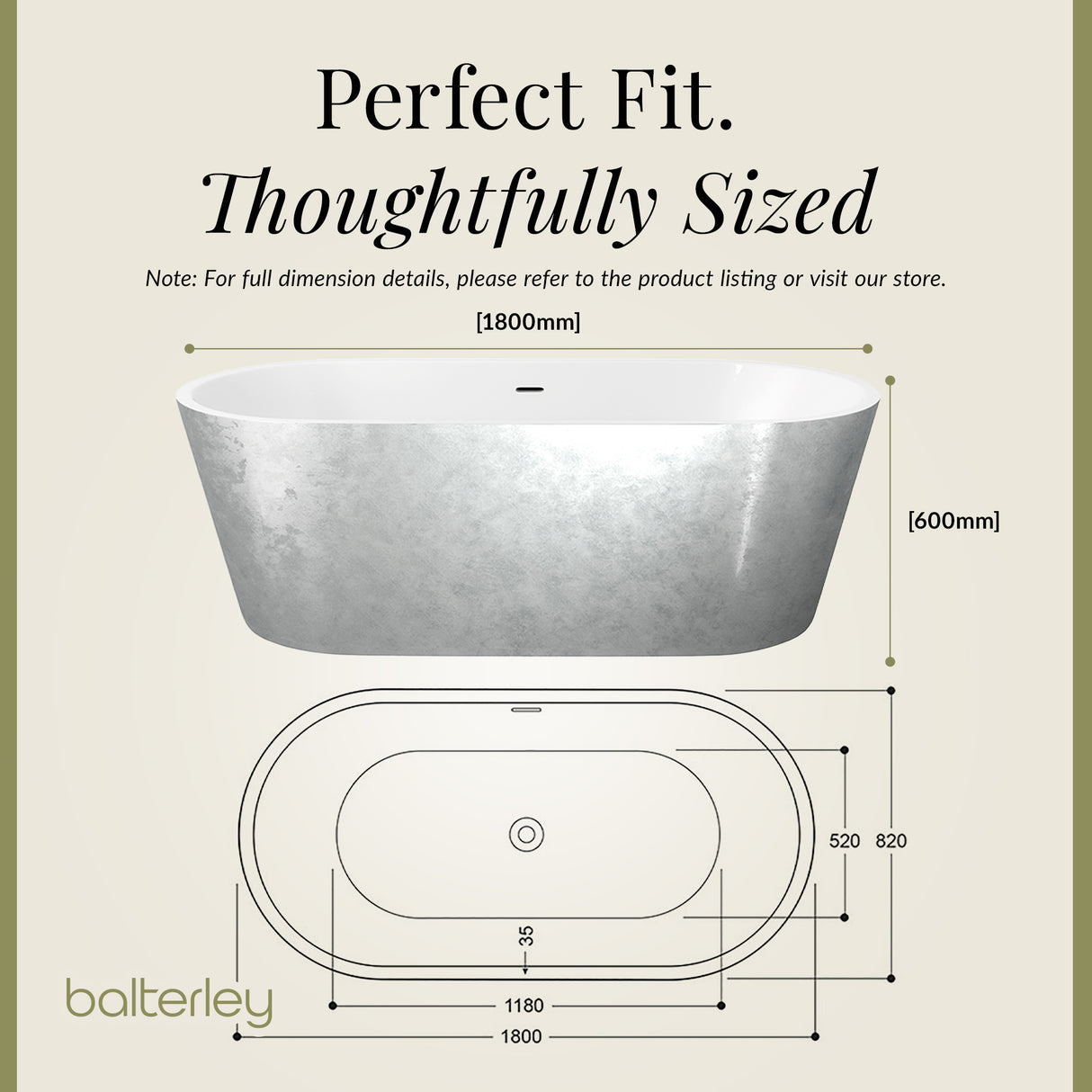 Luxury Modern Freestanding Oval Bath - Choice of Finish & Size