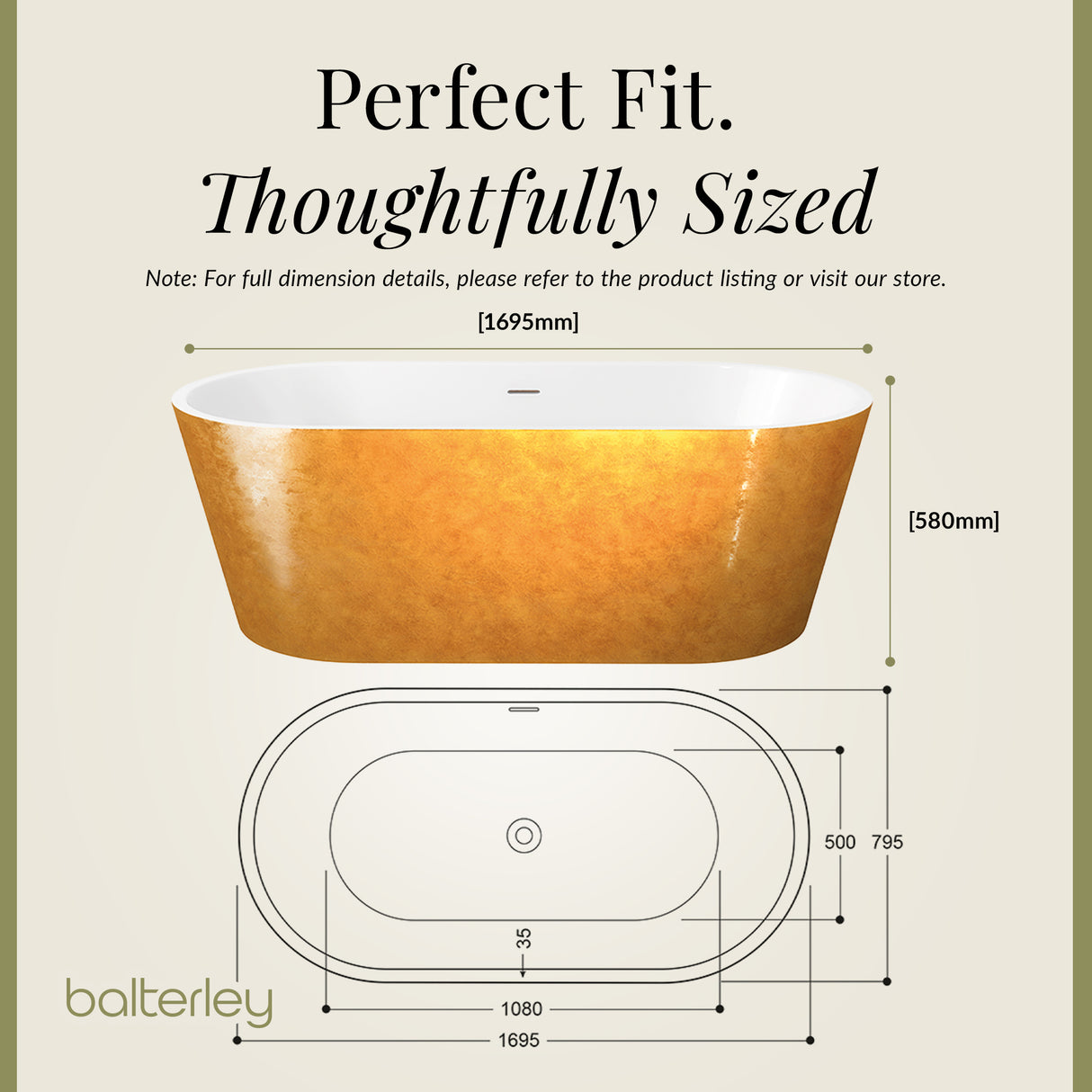 Luxury Modern Freestanding Oval Bath - Choice of Finish & Size