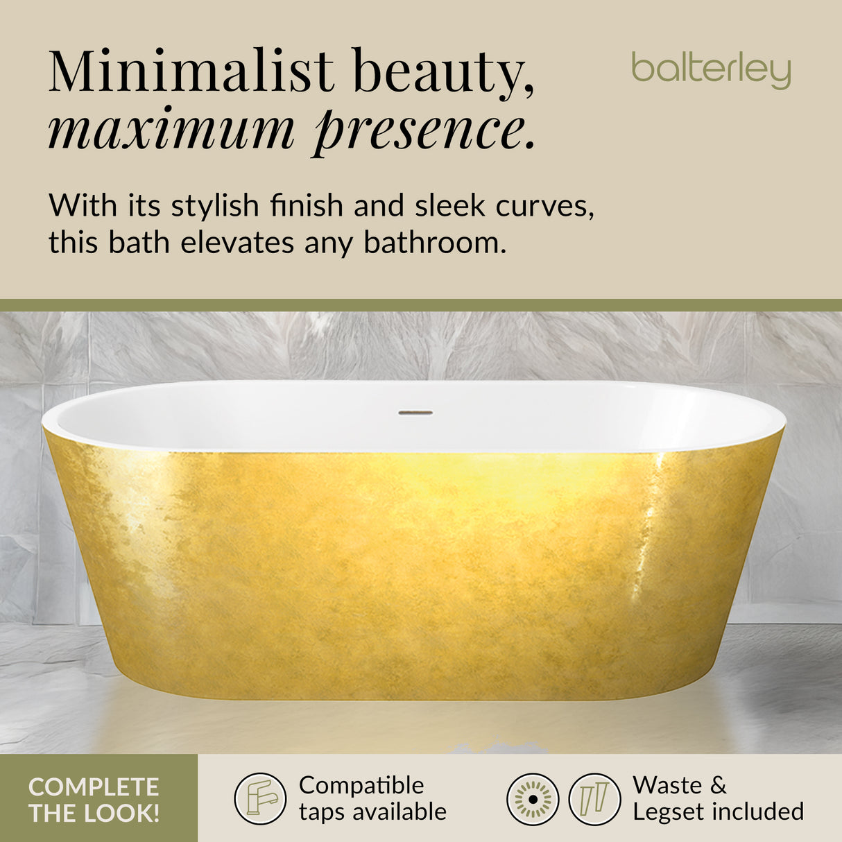 Luxury Modern Freestanding Oval Bath - Choice of Finish & Size