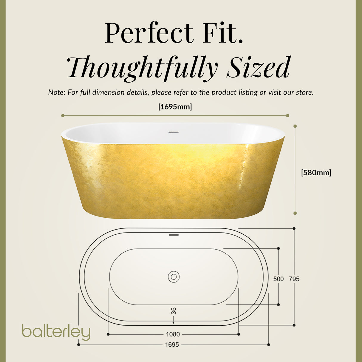 Luxury Modern Freestanding Oval Bath - Choice of Finish & Size